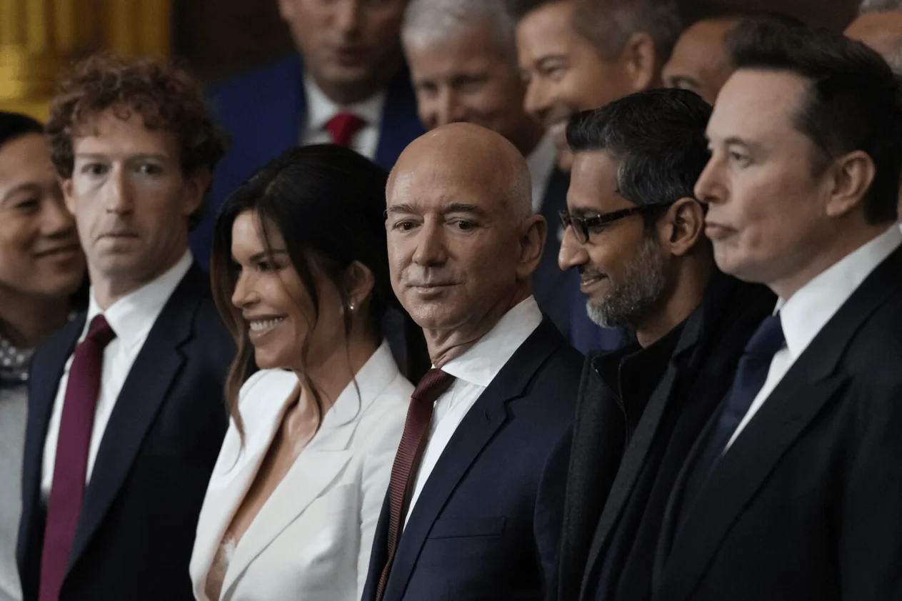 The CEOs of Meta, Amazon, Google and X at Trump's 2025 inauguration